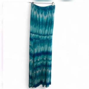VERONICA M BLUE TIE DYE STRAPLESS MAXI DRESS SIZE LARGE